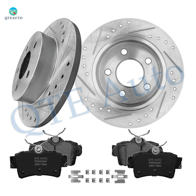 Set of 6 Rear 266mm Drilled Slotted Brake Disc Rotors-Ceramic Brake Pad Kit For 1994-2004 Ford Mustang Set of 6 Rear 266mm Drilled Slotted Brake Disc Rotors-Ceramic Brake Pad Kit For 1994-2004 Ford Mustang