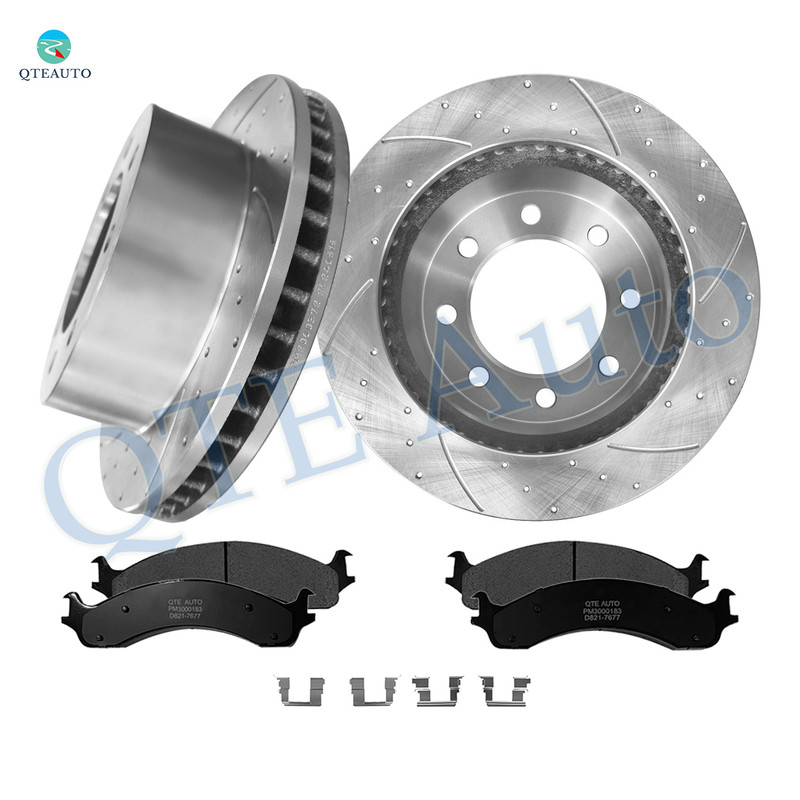 Set of 6 Front 326.4mm Drilled Slotted Brake Disc Rotors-Ceramic Brake Pad Kit For 2000-2002 Dodge RAM 2500 Set of 6 Front 326.4mm Drilled Slotted Brake Disc Rotors-Ceramic Brake Pad Kit For 2000-2002 Dodge RAM 2500