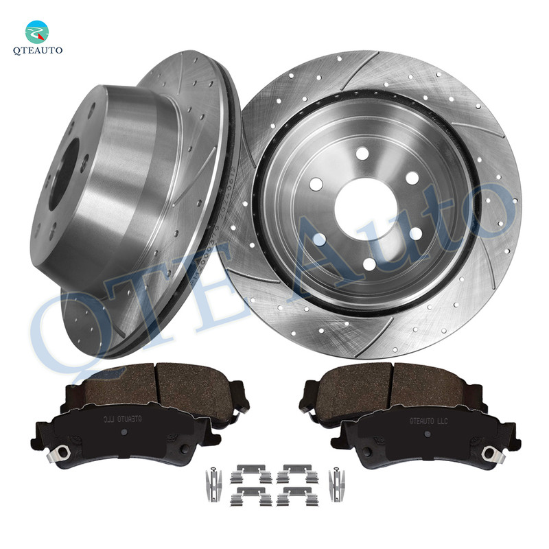 Set of 6 Rear 325mm Drilled Slotted Brake Disc Rotors-Ceramic Brake Pad Kit For 1999-2006 GMC Sierra 1500 Set of 6 Rear 325mm Drilled Slotted Brake Disc Rotors-Ceramic Brake Pad Kit For 1999-2006 GMC Sierra 1500