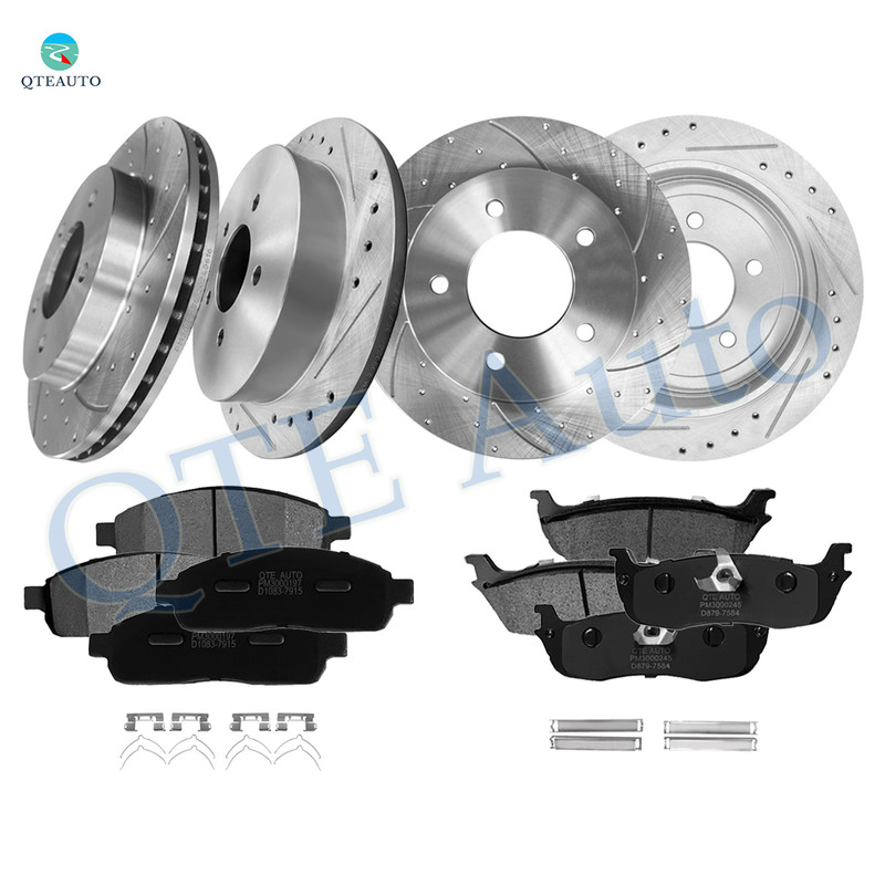 Set of 12 Front 307mm-Rear 334mm Drilled Slotted Brake Disc Rotors-Ceramic Brake Pad Kit For 2004 Ford F-150 Heritage 4WD Set of 12 Front 307mm-Rear 334mm Drilled Slotted Brake Disc Rotors-Ceramic Brake Pad Kit For 2004 Ford F-150 Heritage 4WD