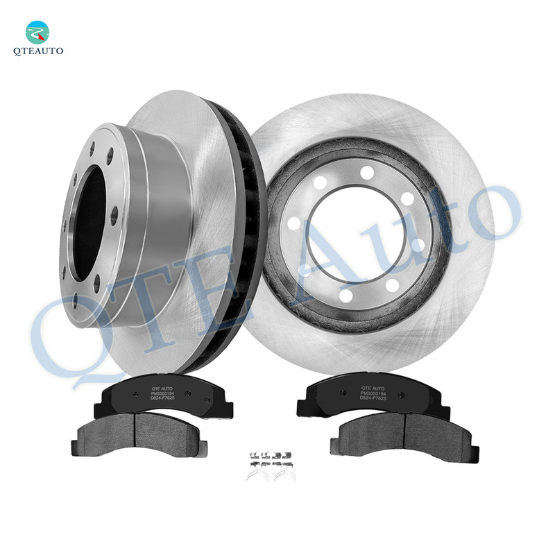 Set of 6 Front 330.95mm Brake Disc Rotors-Ceramic Brake Pad Kit For 1999-2004 Ford F-250 Super Duty