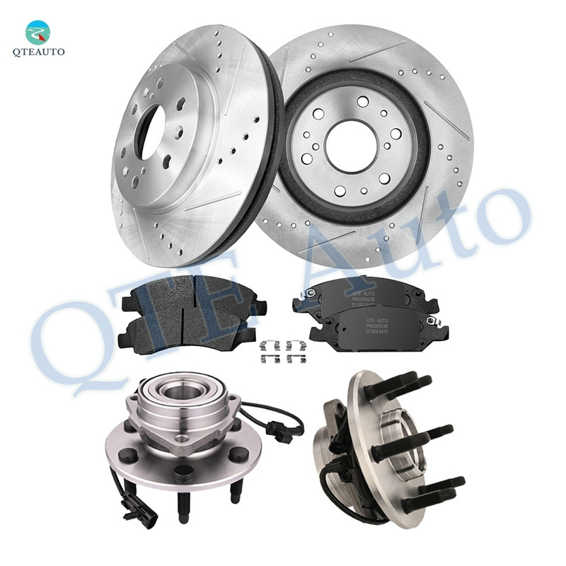 Set of 8 Front 329.95mm Drilled Slotted Brake Disc Rotors-Ceramic Brake Pad Kit-Wheel Hub Bearing Assembly For 2014 Chevrolet Express 1500 Set of 8 Front 329.95mm Drilled Slotted Brake Disc Rotors-Ceramic Brake Pad Kit-Wheel Hub Bearing Assembly For 2014 Chevrolet Express 1500
