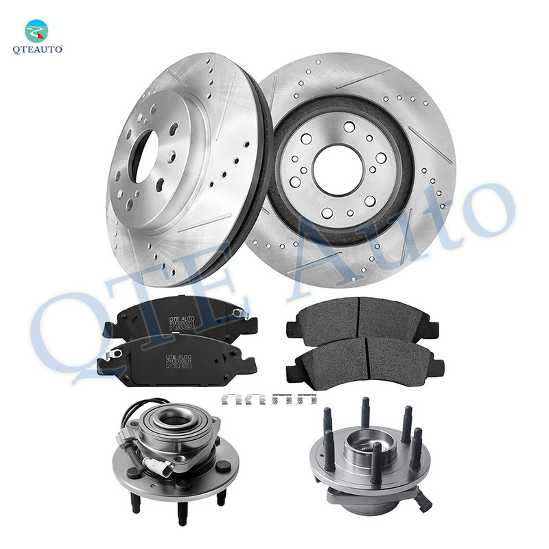 Set of 8 Front 329.95mm Drilled Slotted Brake Disc Rotors-Ceramic Brake Pad Kit-Wheel Hub Bearing Assembly For 2015-2020 Chevrolet Tahoe