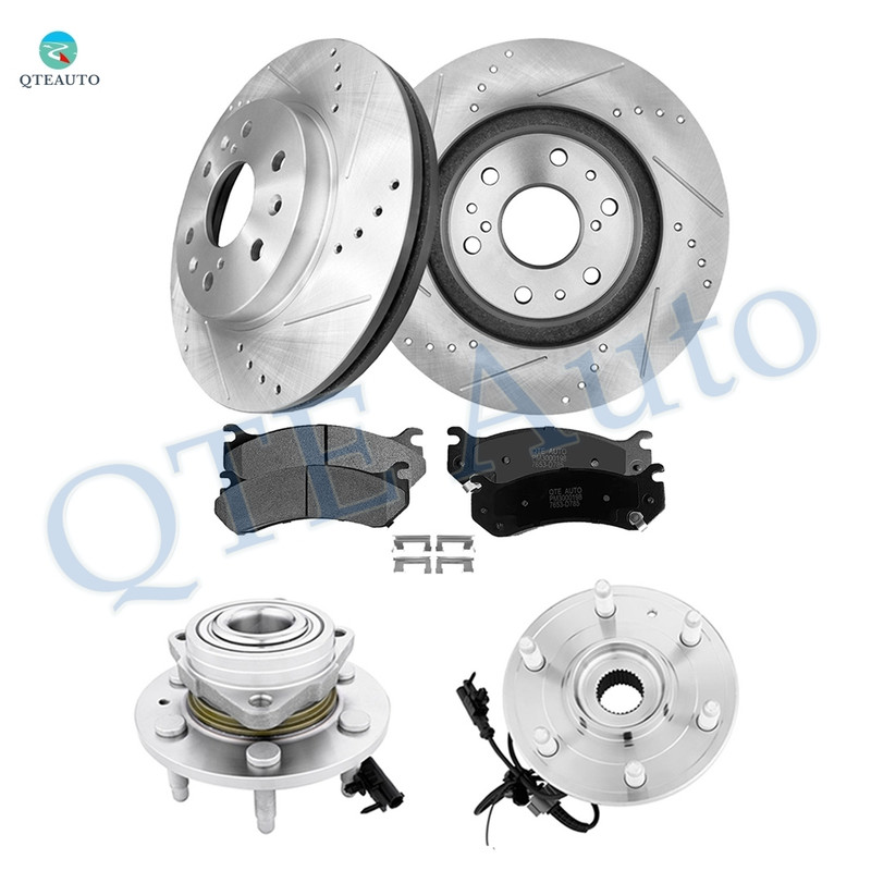 Set of 8 Front 329.95mm Drilled Slotted Brake Disc Rotors-Ceramic Brake Pad Kit-Wheel Hub Bearing Assembly For 2007 2008 GMC Yukon XL 1500 Set of 8 Front 329.95mm Drilled Slotted Brake Disc Rotors-Ceramic Brake Pad Kit-Wheel Hub Bearing Assembly For 2007 2008 GMC Yukon XL 1500