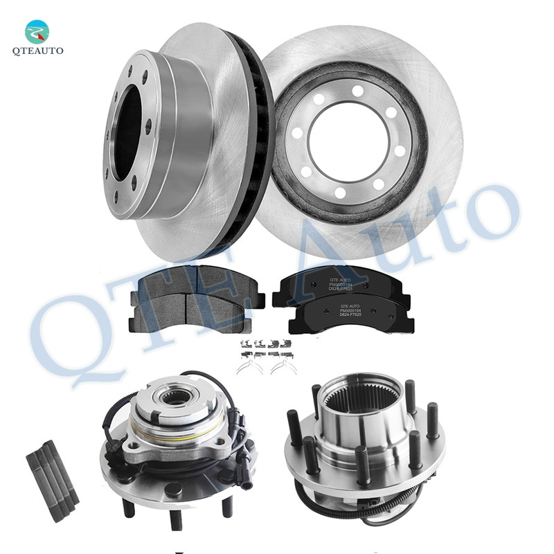 Set of 8 Front 330.95mm Brake Disc Rotors-Ceramic Brake Pad Kit-Wheel Hub Bearing Assembly For 1999-2004 Ford F-250 Super Duty