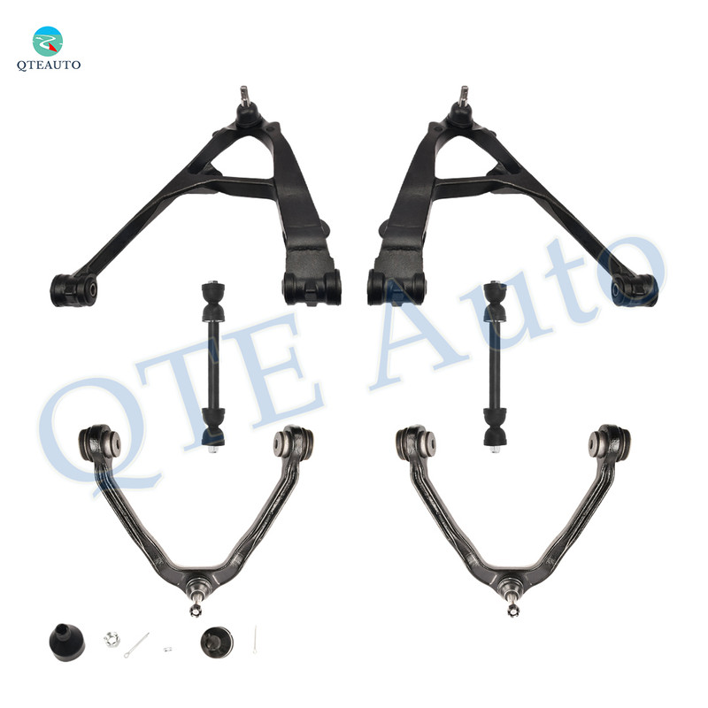 Set of 6 Front Upper and Lower Control Arm Ball Joint-Sway Bar Link Fit For 1999-2006 Chevrolet Silverado 1500 Standard Bushing