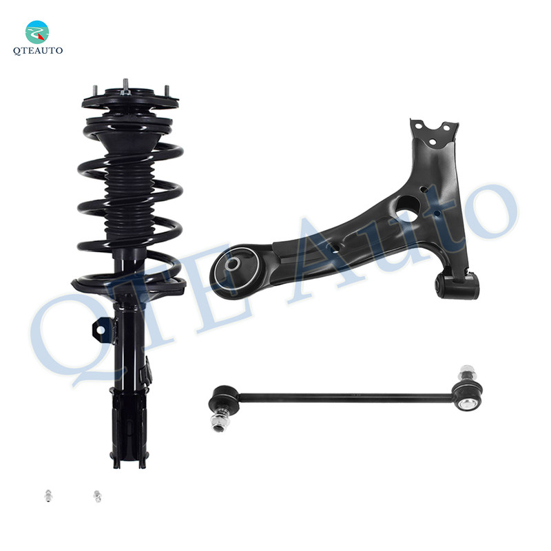 Set of 3 Front Right Lower Control Arm-Sway Bar Link-Quick Complete Strut-Coil Spring Assembly For 2003-2008 Toyota Matrix