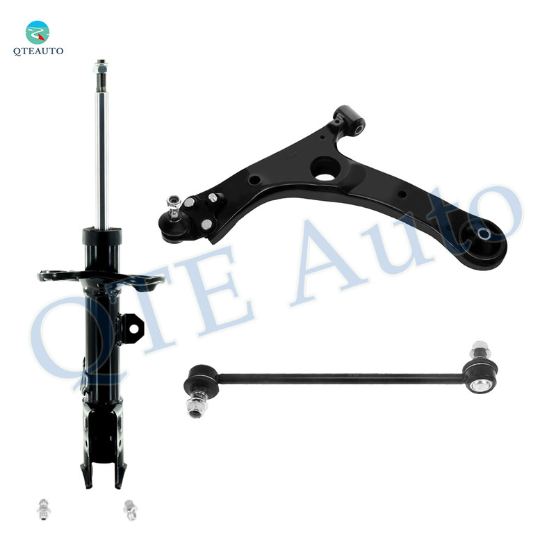 Set of 3 Front Left Lower Control Arm Ball Joint-Sway Bar Link-Suspension Strut Assembly For 2014-2019 Toyota Corolla