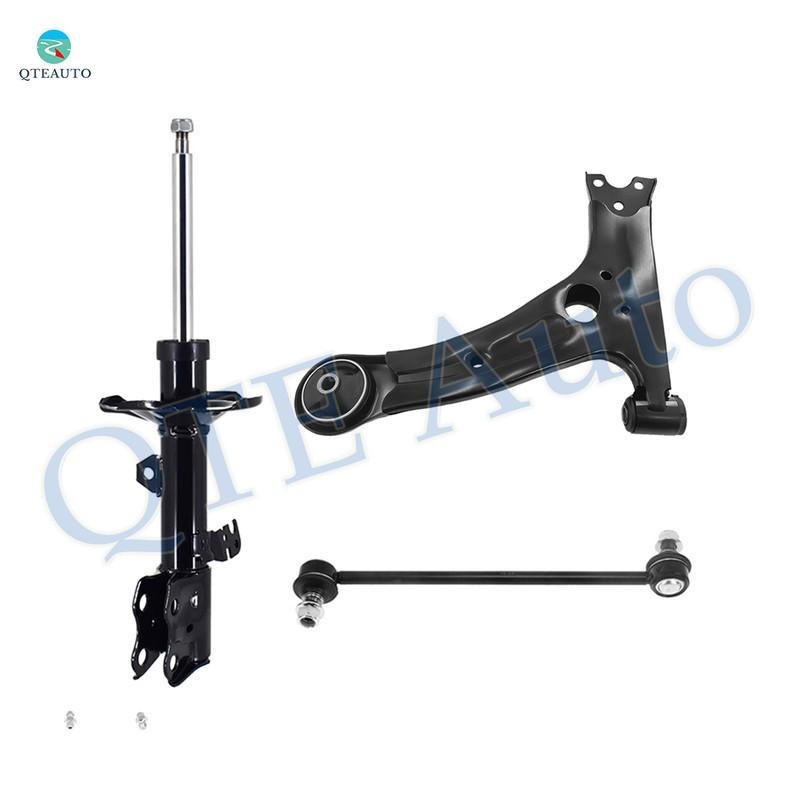 Set of 3 Front Right Lower Control Arm-Sway Bar Link-Suspension Strut Assembly For 2009-2013 Toyota Corolla