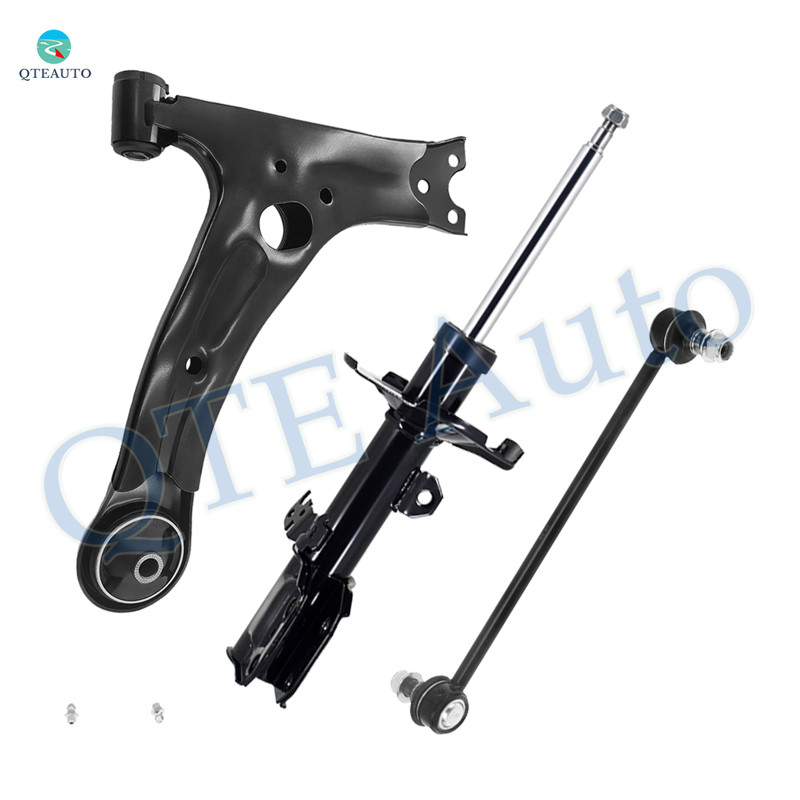 Set of 3 Front Left Lower Control Arm-Sway Bar Link-Suspension Strut Assembly For 2003-2008 Toyota Matrix
