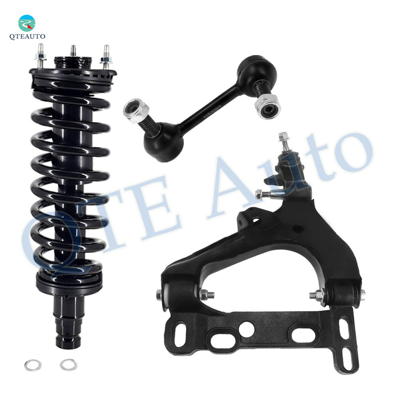 Set of 3 Front Right Lower Control Arm Ball Joint-Sway Bar Link-Quick Complete Strut-Coil Spring Assembly For 2004-2007 Buick Rainier