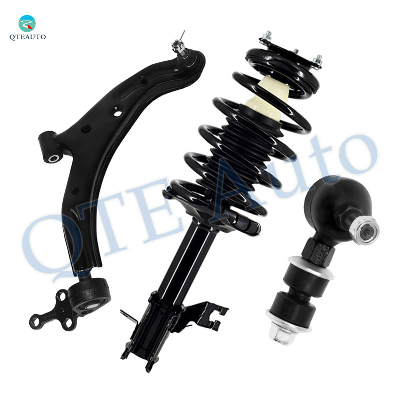 Set of 3 Front Right Lower Control Arm Ball Joint-Sway Bar Link-Quick Complete Strut-Coil Spring Assembly For 2002-2006 Nissan Sentra