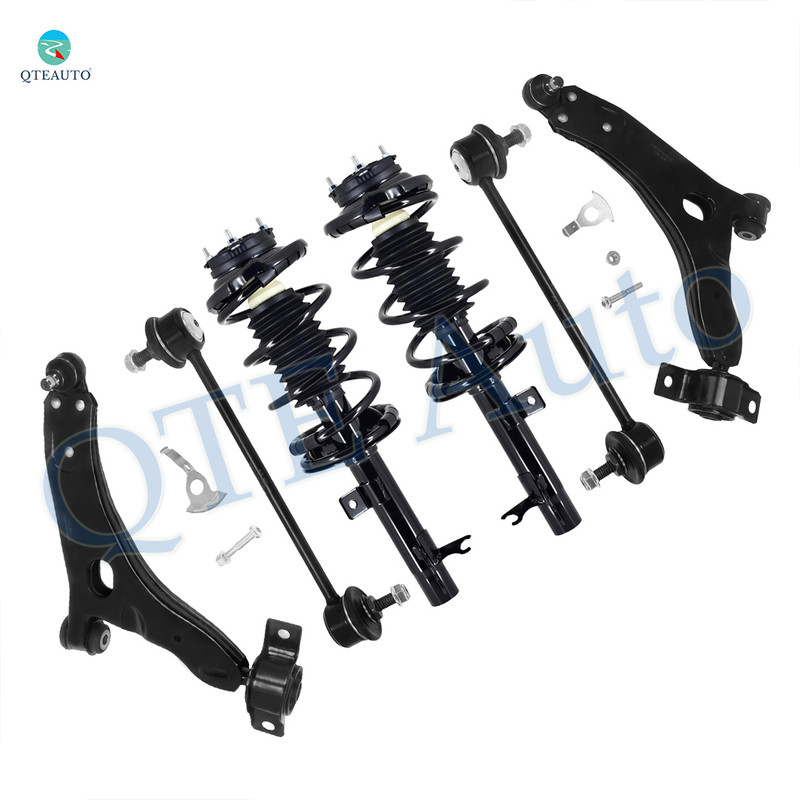 Set of 6 Front Lower Control Arm Ball Joint-Sway Bar Link-Quick Complete Strut-Coil Spring Assembly For 2000-2004 Ford Focus
