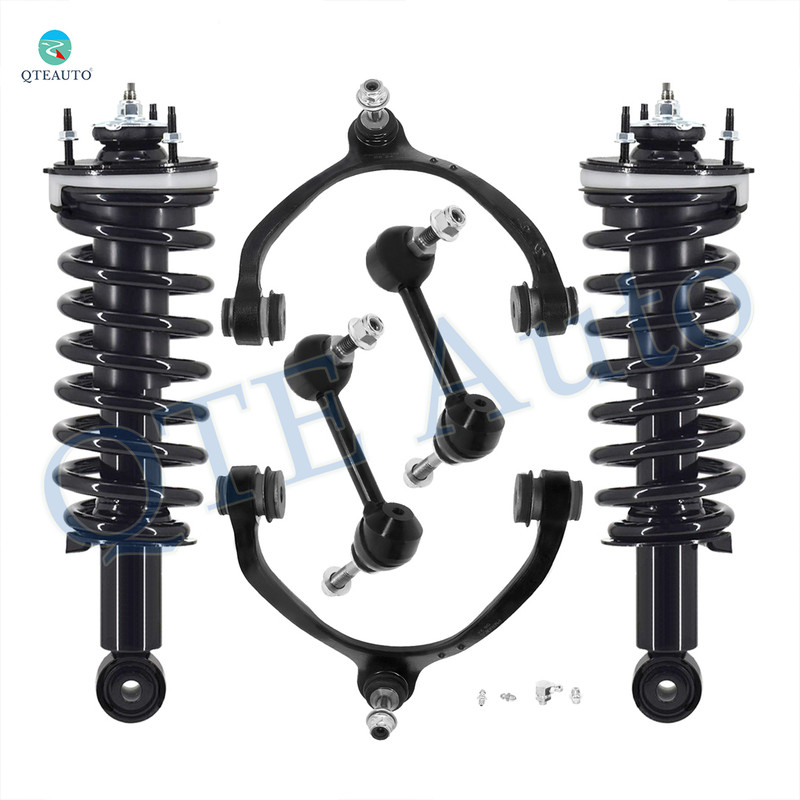 Set of 6 Front Upper Control Arm Ball Joint-Sway Bar Link-Quick Complete Strut-Coil Spring Assembly For 2003-2011 Mercury Grand Marquis w/o Police Package