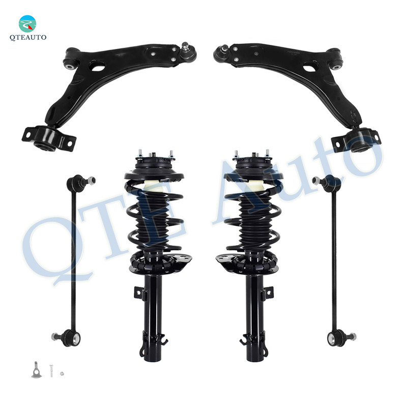 Set of 6 Front Lower Control Arm Ball Joint-Sway Bar Link-Quick Complete Strut-Coil Spring Assembly For 2007 Ford Focus