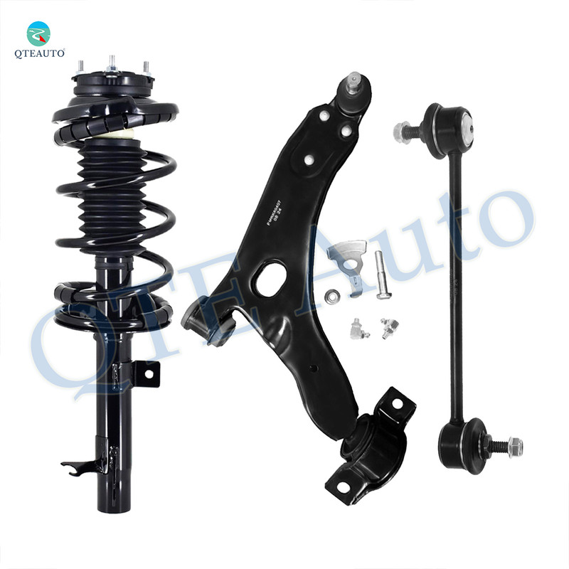Set of 3 Front Right Lower Control Arm Ball Joint-Sway Bar Link-Quick Complete Strut-Coil Spring Assembly For 2004 2005 Ford Focus