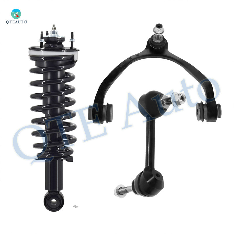 Set of 3 Front Left Upper Control Arm Ball Joint-Sway Bar Link-Quick Complete Strut-Coil Spring Assembly For 2003-2011 Mercury Grand Marquis w/o Police Package