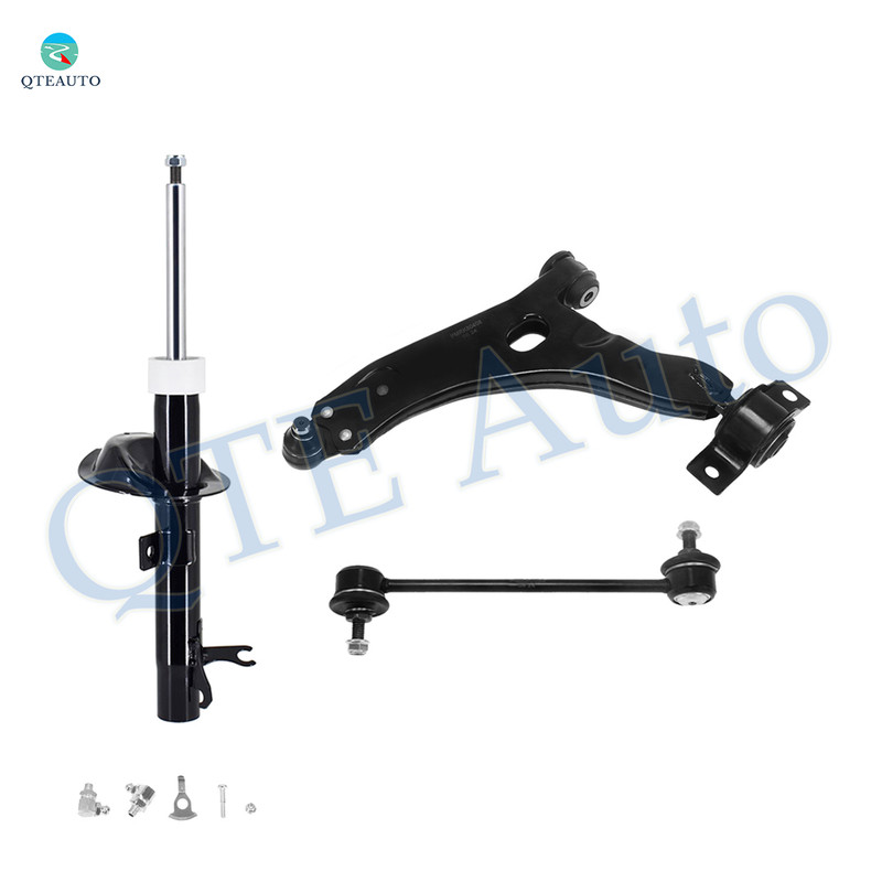 Set of 3 Front Left Lower Control Arm Ball Joint-Sway Bar Link-Suspension Strut Assembly For 2004 2005 Ford Focus