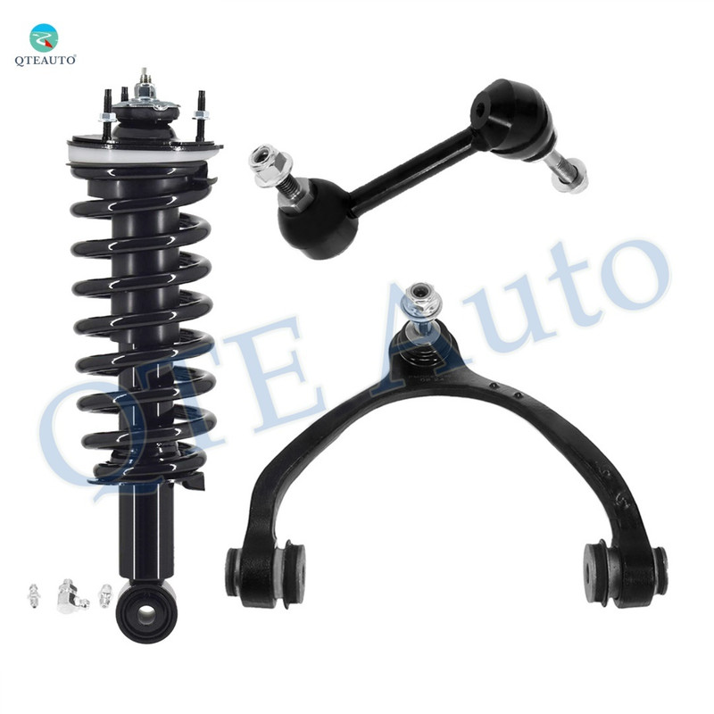 Set of 3 Front Right Upper Control Arm Ball Joint-Sway Bar Link-Quick Complete Strut-Coil Spring Assembly For 2003-2011 Ford Crown Victoria