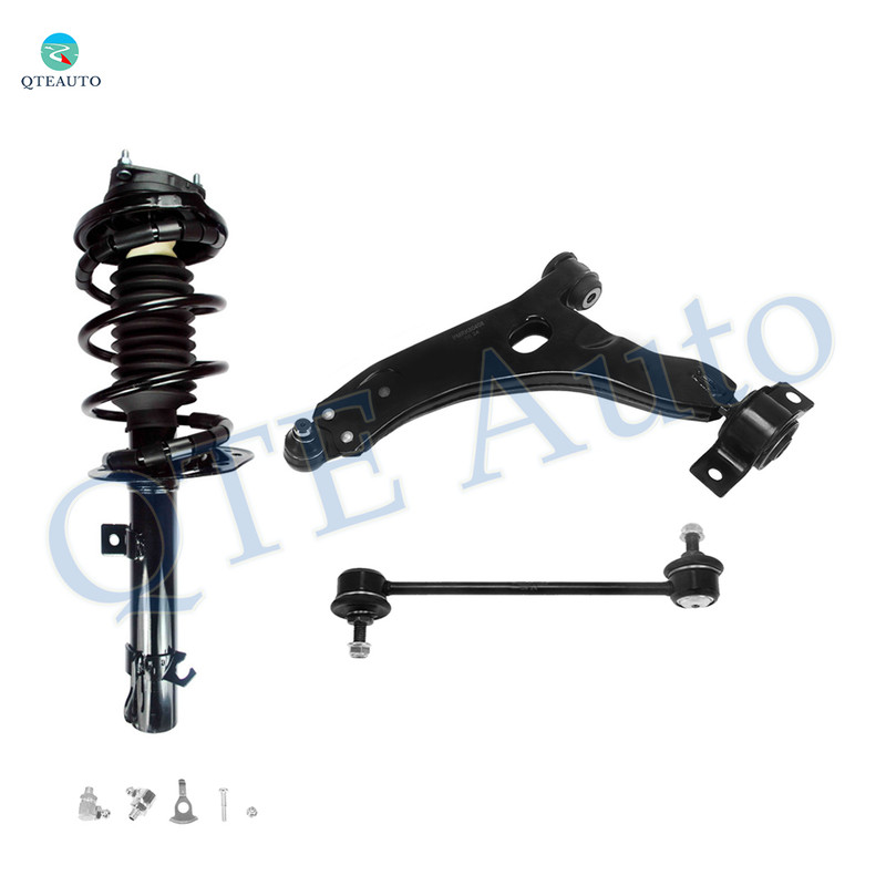 Set of 3 Front Left Lower Control Arm Ball Joint-Sway Bar Link-Quick Complete Strut-Coil Spring Assembly For 2007 Ford Focus 10.50 (in) Length