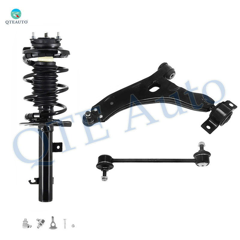 Set of 3 Front Left Lower Control Arm Ball Joint-Sway Bar Link-Quick Complete Strut-Coil Spring Assembly For 2007 Ford Focus 10.50 (in) Length