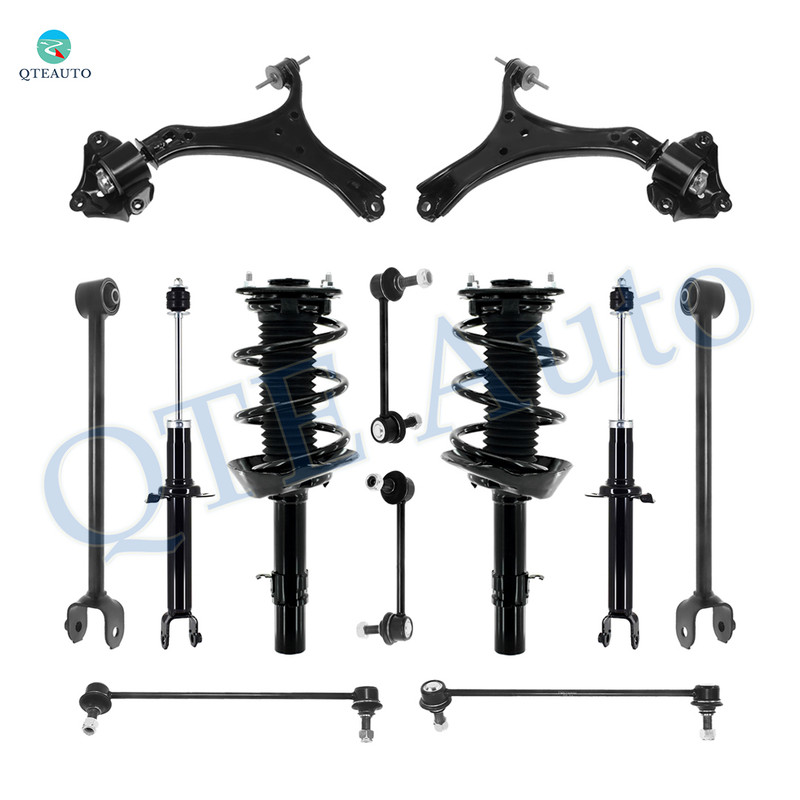 Set of 12 Front Lower Control Arm-Sway Bar Link-Quick Complete Strut-Coil Spring Assembly-Rear Lower Rearward Control Arm-Sway Bar Link-Suspension Strut Assembly For 2013-2017 Honda Accord