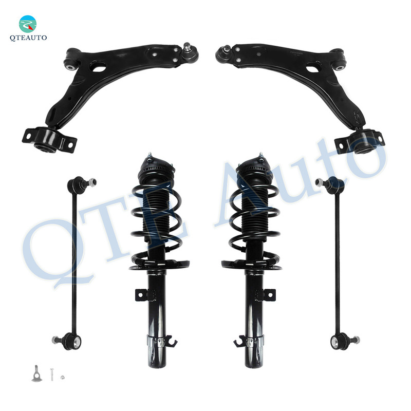 Set of 6 Front Lower Control Arm Ball Joint-Sway Bar Link-Quick Complete Strut-Coil Spring Assembly For 2008-2010 Ford Focus
