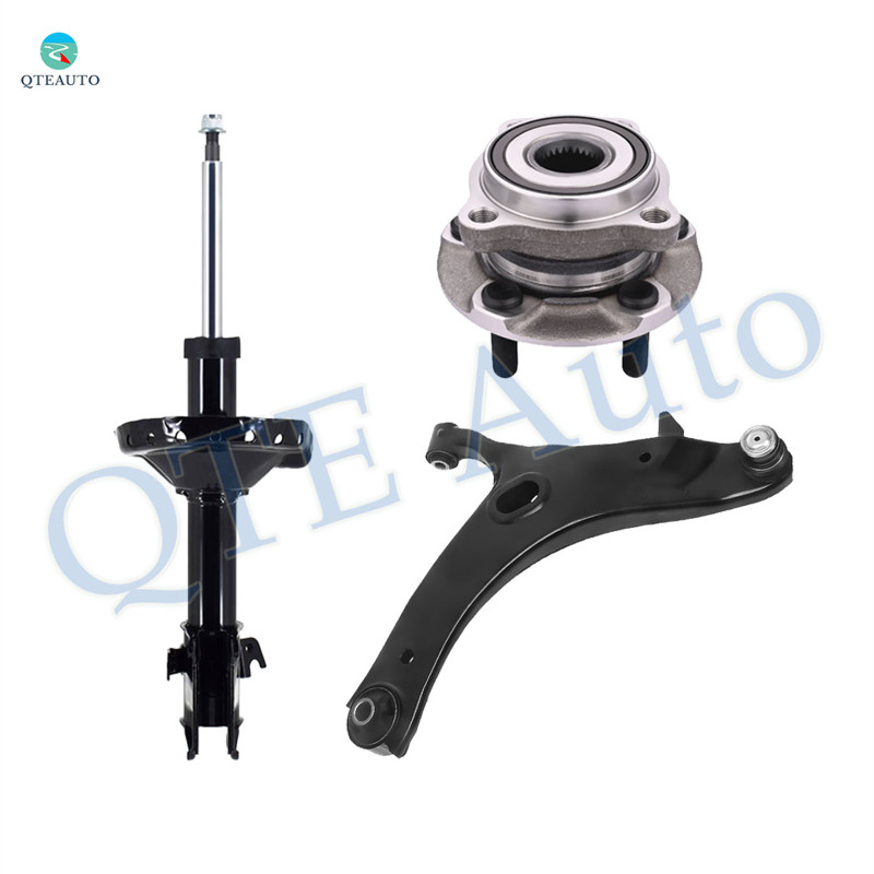 Set of 3 Front Left Lower Control Arm Ball Joint-Wheel Hub Bearing Assembly-Suspension Strut Assembly For 2009 2010 Subaru Forester