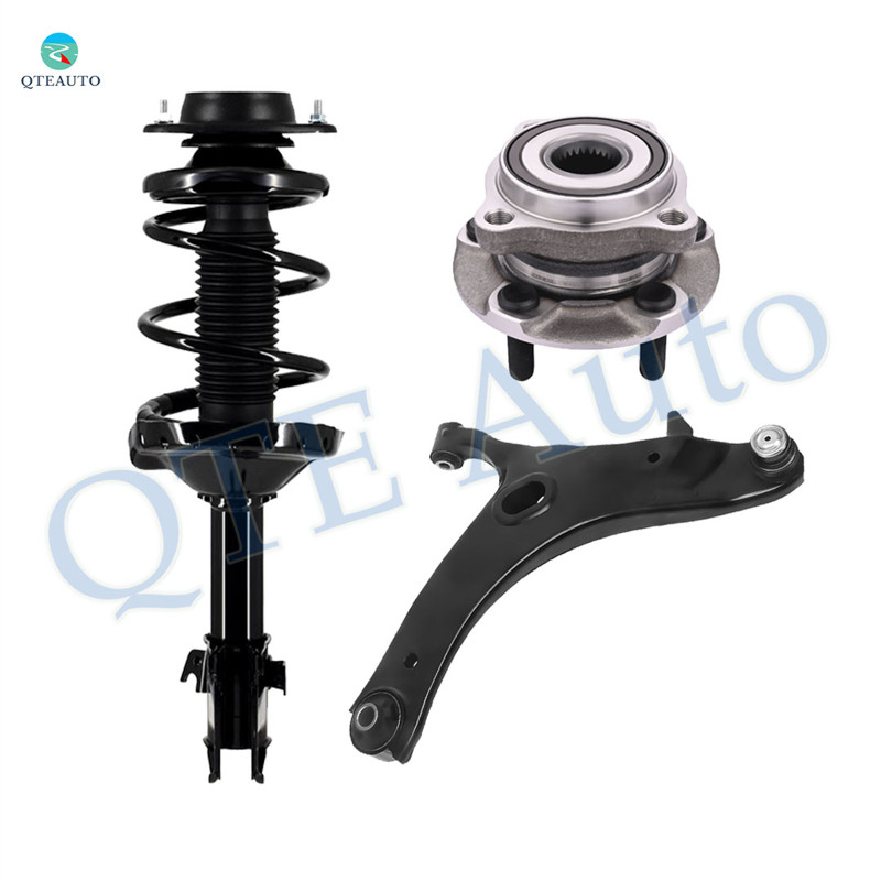 Set of 3 Front Right Lower Control Arm Ball Joint-Wheel Hub Bearing Assembly-Quick Complete Strut-Coil Spring Assembly For 2011-2013 Subaru Forester