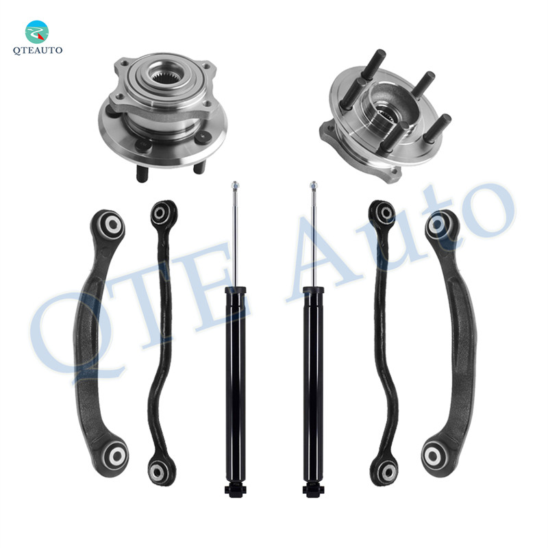 Set of 8 Rear Lower Rearward-Upper Rearward Control Arm-Wheel Hub Bearing Assembly-Shock Absorber For 2005-2008 Dodge Magnum