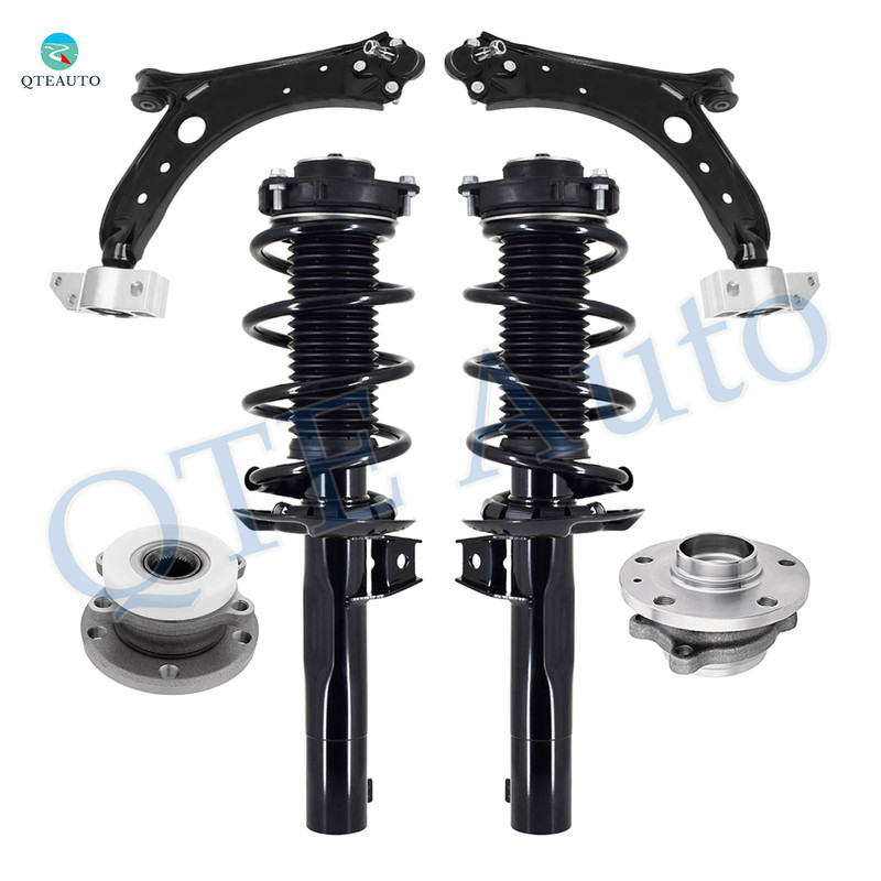 Set of 6 Front Lower Control Arm-Wheel Hub Bearing Assembly-Quick Complete Strut-Coil Spring Assembly For 2005-2014 Volkswagen Jetta