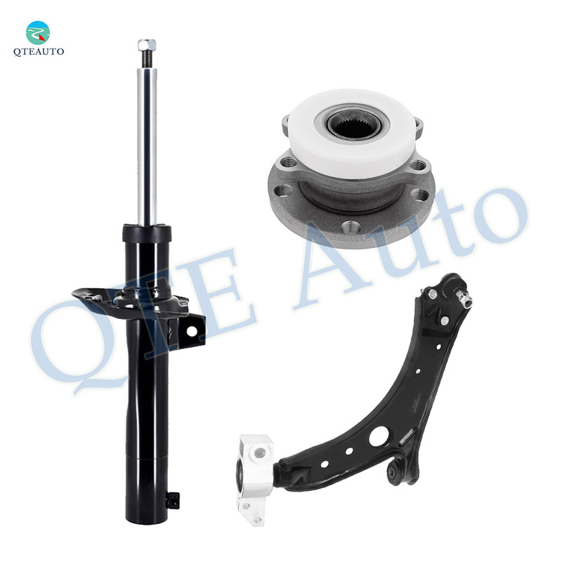 Set of 3 Front Right Lower Control Arm-Wheel Hub Bearing Assembly-Suspension Strut Assembly For 2010-2016 Volkswagen EOS