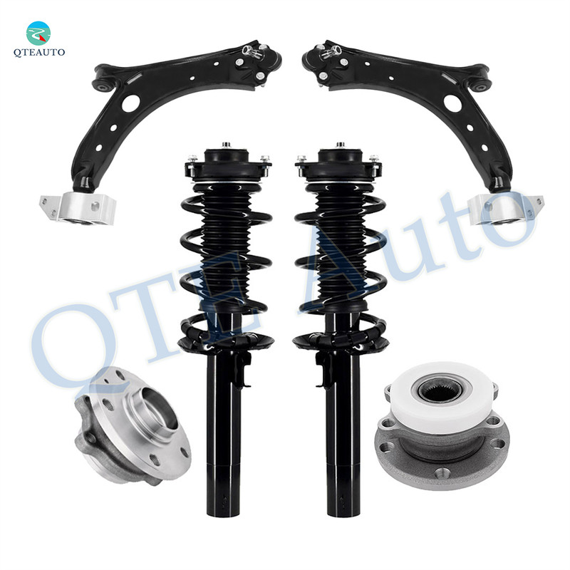 Set of 6 Front Lower Control Arm-Wheel Hub Bearing Assembly-Quick Complete Strut-Coil Spring Assembly For 2010-2013 Volkswagen GTI L4