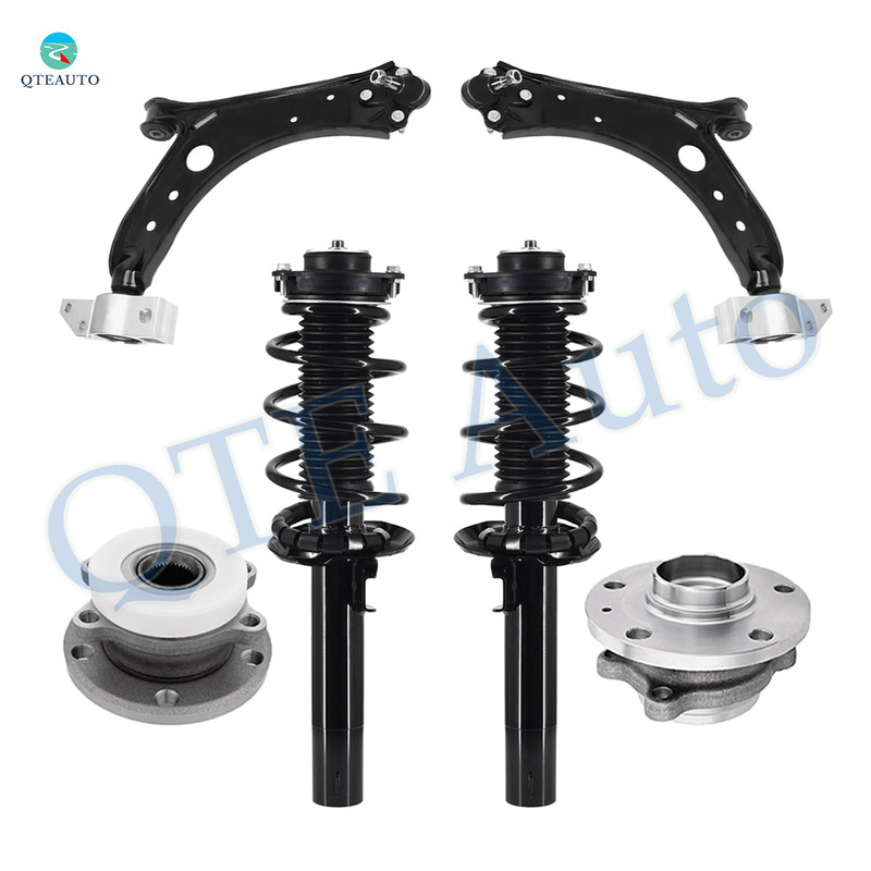 Set of 6 Front Lower Control Arm-Wheel Hub Bearing Assembly-Quick Complete Strut-Coil Spring Assembly For 2006-2009 Volkswagen Rabbit