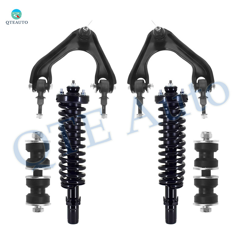 Set of 6 Front Upper Control Arm Ball Joint-Sway Bar Link-Quick Complete Strut-Coil Spring Assembly For 1990-1993 Honda Accord