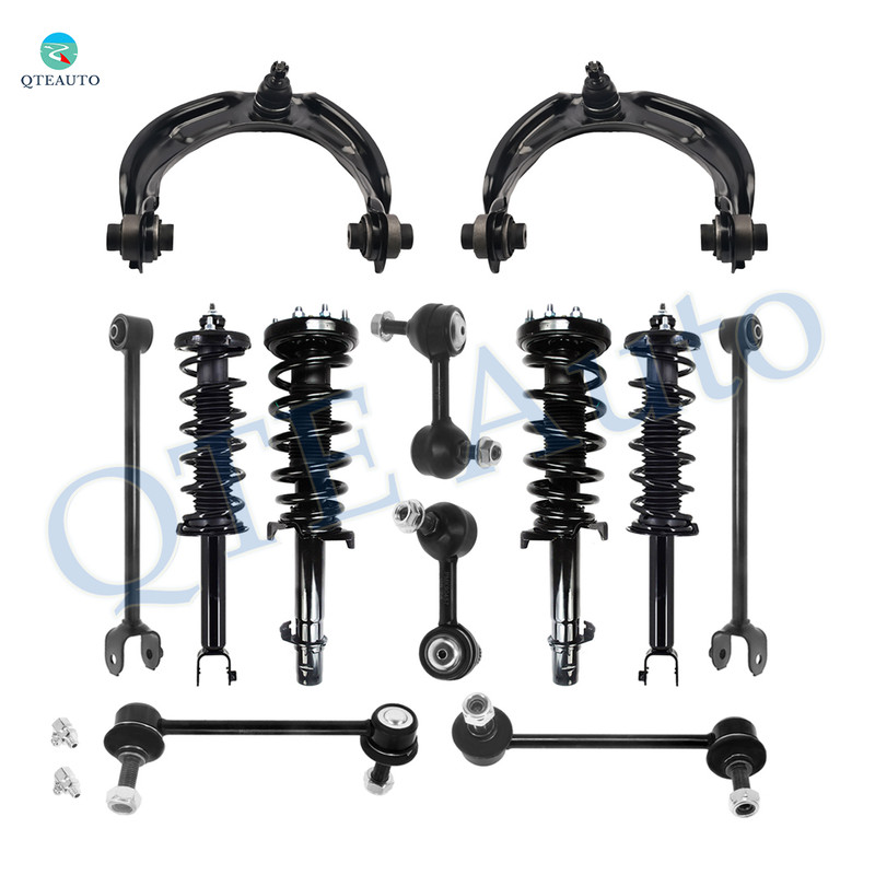 Set of 12 Front Upper Control Arm Ball Joint-Sway Bar Link-Quick Complete Strut-Coil Spring Assembly-Rear Lower Rearward Control Arm-Sway Bar Link-Quick Complete Strut-Coil Spring Assembly For 2009-2014 Acura TSX L4