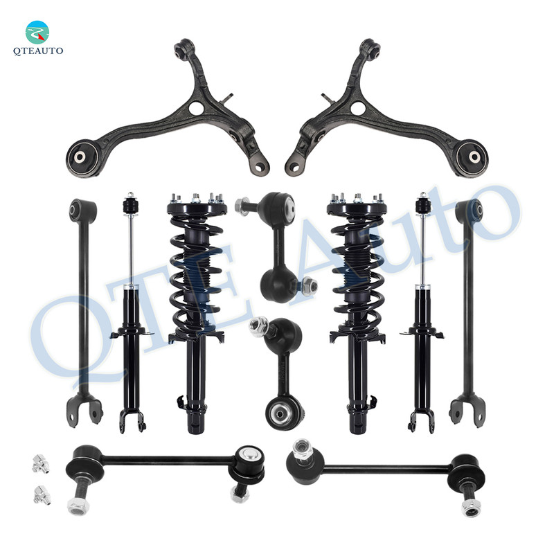 Set of 12 Front Lower Control Arm-Sway Bar Link-Quick Complete Strut-Coil Spring Assembly-Rear Lower Rearward Control Arm-Sway Bar Link-Suspension Strut Assembly For 2010-2014 Acura TSX
