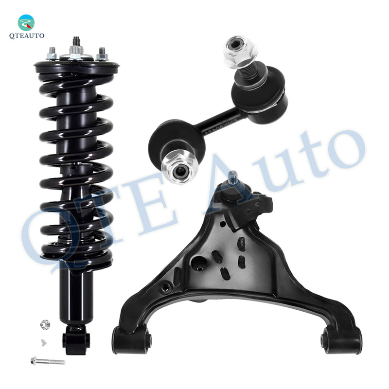Set of 3 Front Right Lower Control Arm Ball Joint-Sway Bar Link-Quick Complete Strut-Coil Spring Assembly For 2005-2015 Nissan Xterra