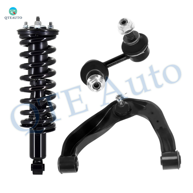 Set of 3 Front Right Upper Control Arm Ball Joint-Sway Bar Link-Quick Complete Strut-Coil Spring Assembly For 2005-2012 Nissan Pathfinder