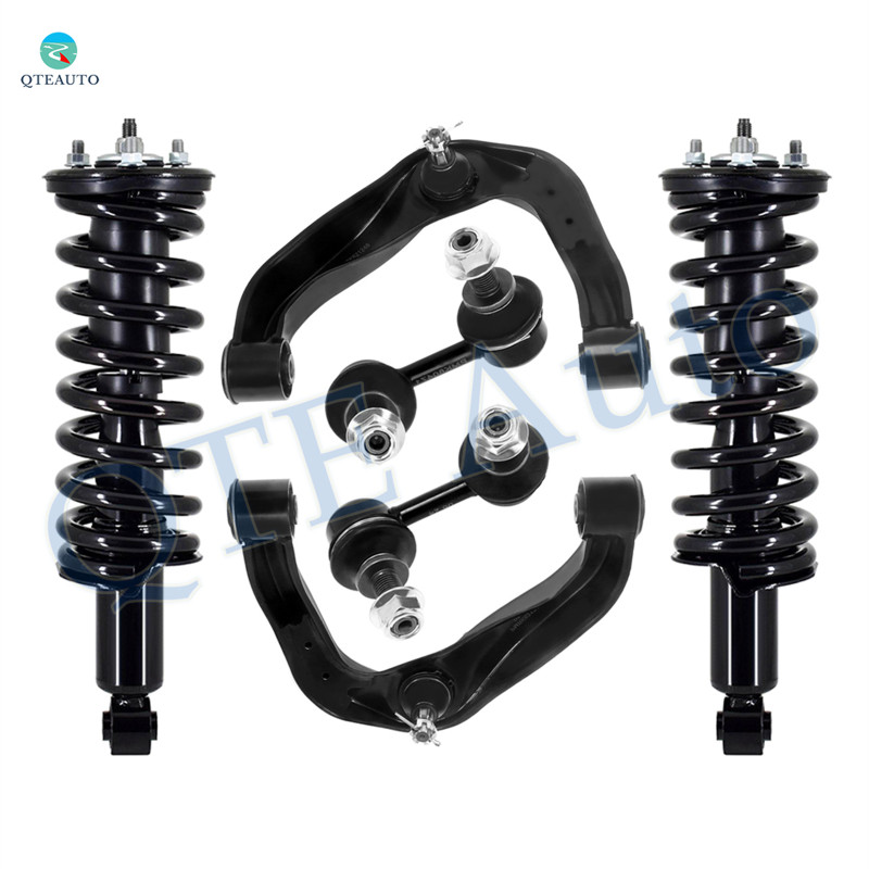 Set of 6 Front Upper Control Arm Ball Joint-Sway Bar Link-Quick Complete Strut-Coil Spring Assembly For 2005-2012 Nissan Pathfinder