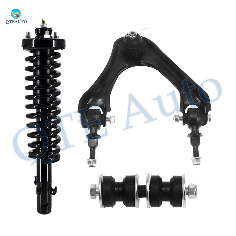 Set of 3 Front Right Upper Control Arm Ball Joint-Sway Bar Link-Quick Complete Strut-Coil Spring Assembly For 1994-1997 Honda Accord