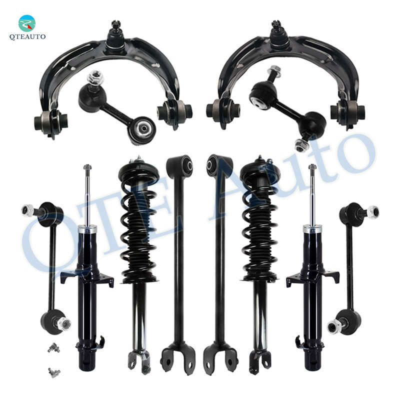 Set of 12 Front Upper Control Arm Ball Joint-Sway Bar Link-Suspension Strut Assembly-Rear Lower Rearward Control Arm-Sway Bar Link-Quick Complete Strut-Coil Spring Assembly For 2011-2014 Acura TSX