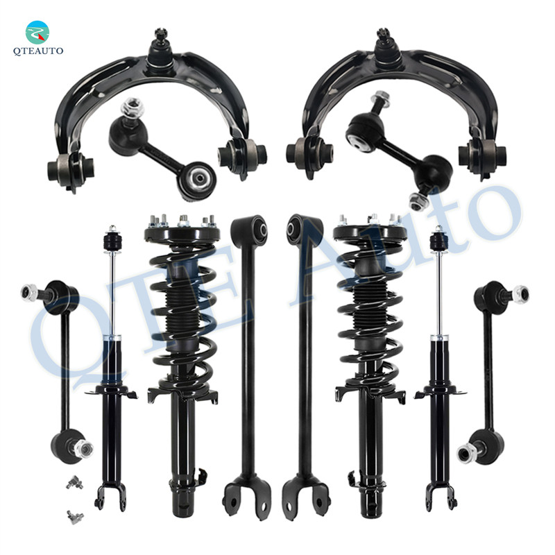 Set of 12 Front Upper Control Arm Ball Joint-Sway Bar Link-Quick Complete Strut-Coil Spring Assembly-Rear Lower Rearward Control Arm-Sway Bar Link-Suspension Strut Assembly For 2010-2014 Acura TSX
