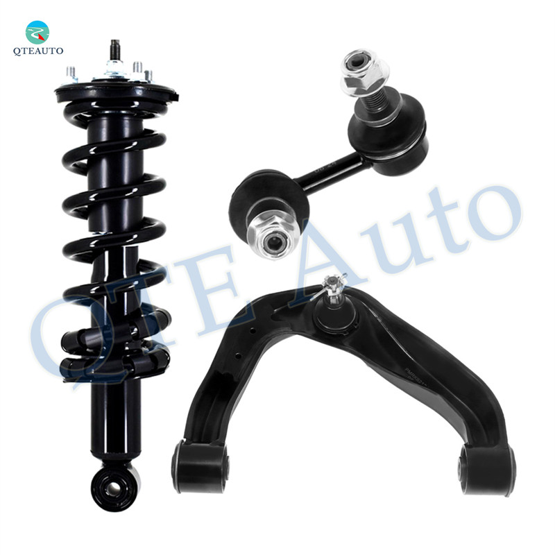 Set of 3 Front Left Upper Control Arm Ball Joint-Sway Bar Link-Quick Complete Strut-Coil Spring Assembly For 2005-2019 Nissan Frontier PRO-4X