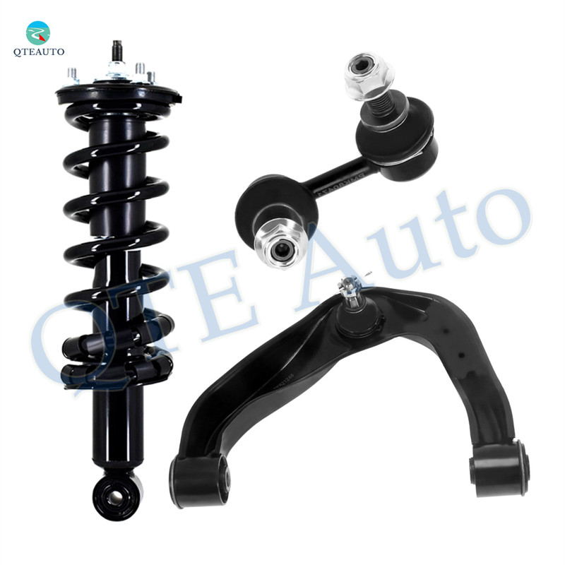 Set of 3 Front Right Upper Control Arm Ball Joint-Sway Bar Link-Quick Complete Strut-Coil Spring Assembly For 2005-2019 Nissan Frontier PRO-4X