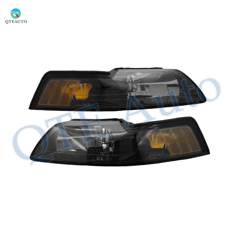 Pair of 2 Front Left-Right Headlights Assembly For 2001-2004 Ford Mustang