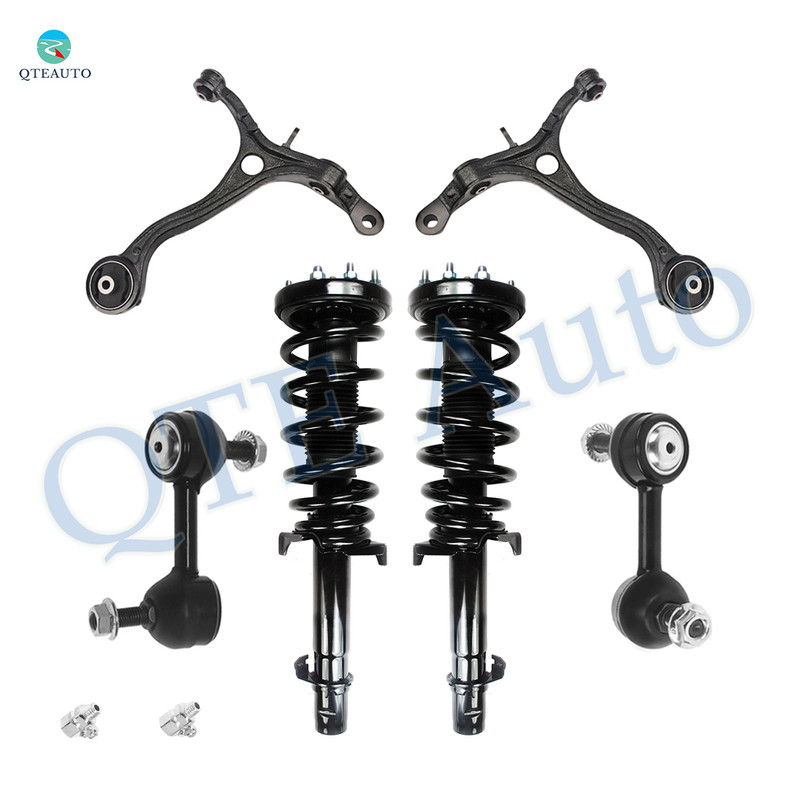 Set of 6 Front Lower Control Arm-Sway Bar Link-Quick Complete Strut-Coil Spring Assembly For 2009-2014 Acura TSX L4