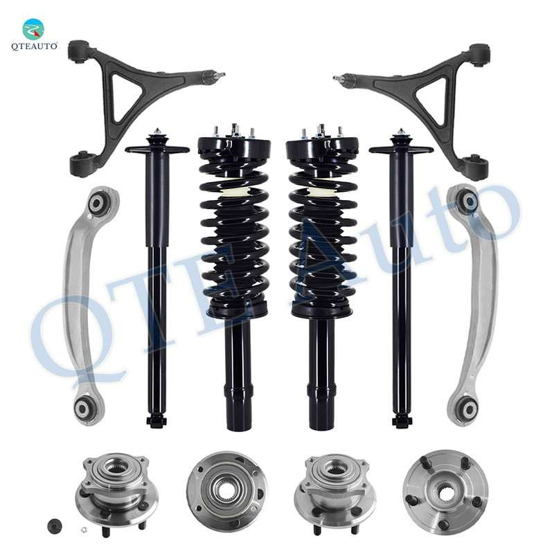 Set of 12 Front Lower Control Arm Ball Joint-Wheel Hub Bearing Assembly-Quick Complete Strut-Coil Spring Assembly-Rear Upper Rearward Control Arm-Wheel Hub Bearing Assembly-Complete Shock Absorber Kit For 2005-2008 Dodge Magnum
