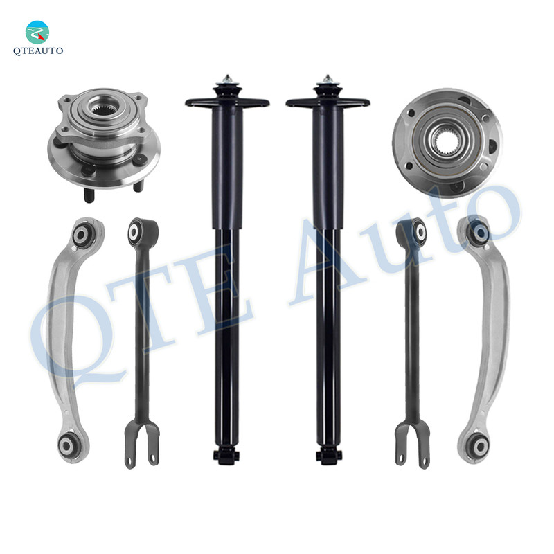 Set of 8 Rear Upper Rearward-Lower Forward Control Arm-Wheel Hub Bearing Assembly-Complete Shock Absorber Kit For 2005-2009 Chrysler 300