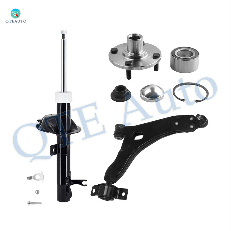 Set of 3 Front Left Lower Control Arm Ball Joint-Wheel Hub Bearing Assembly-Suspension Strut Assembly For 2000-2004 Ford Focus